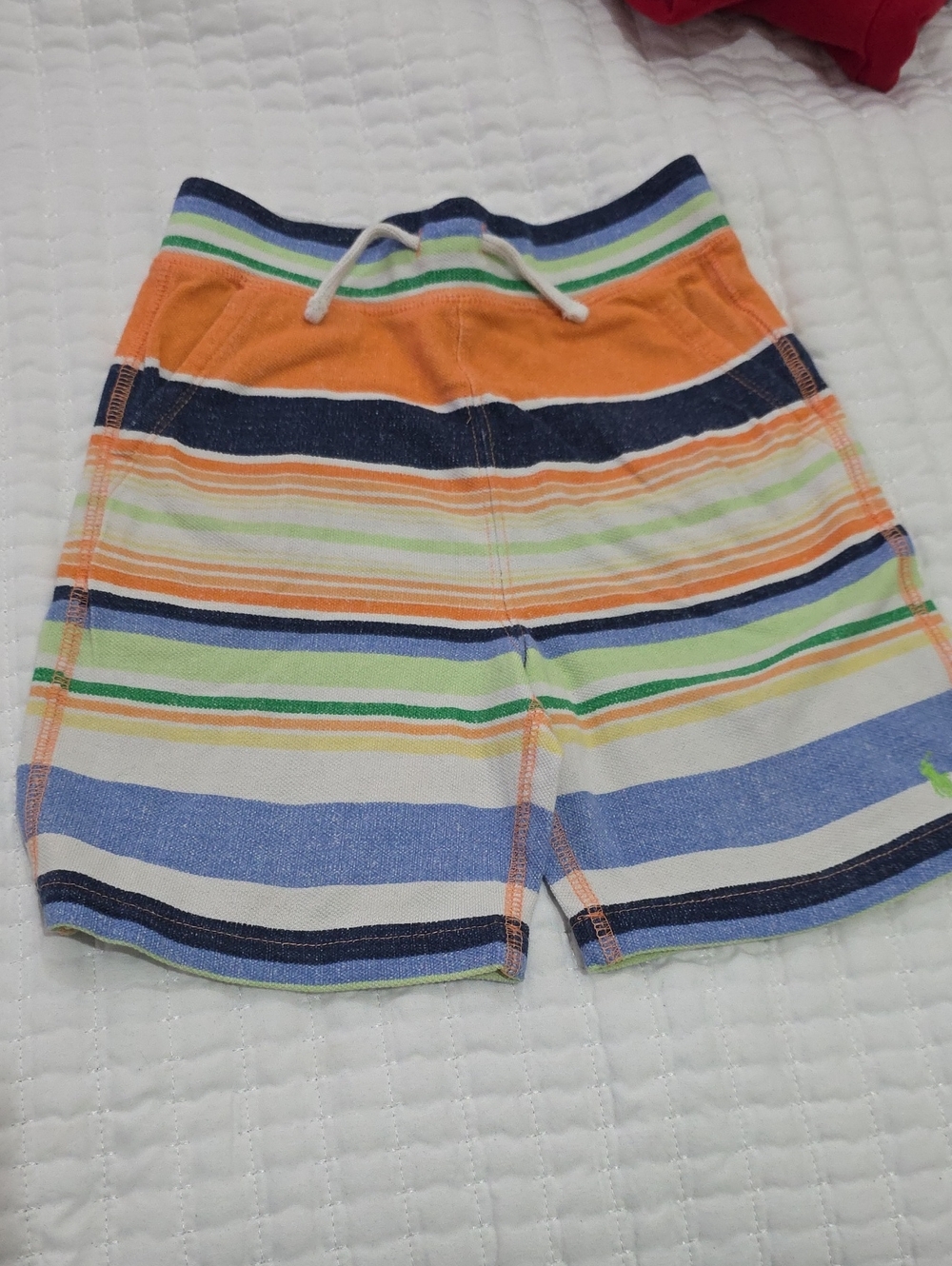 Polo by Ralph Lauren Orange and Blue Striped Knit Shorts